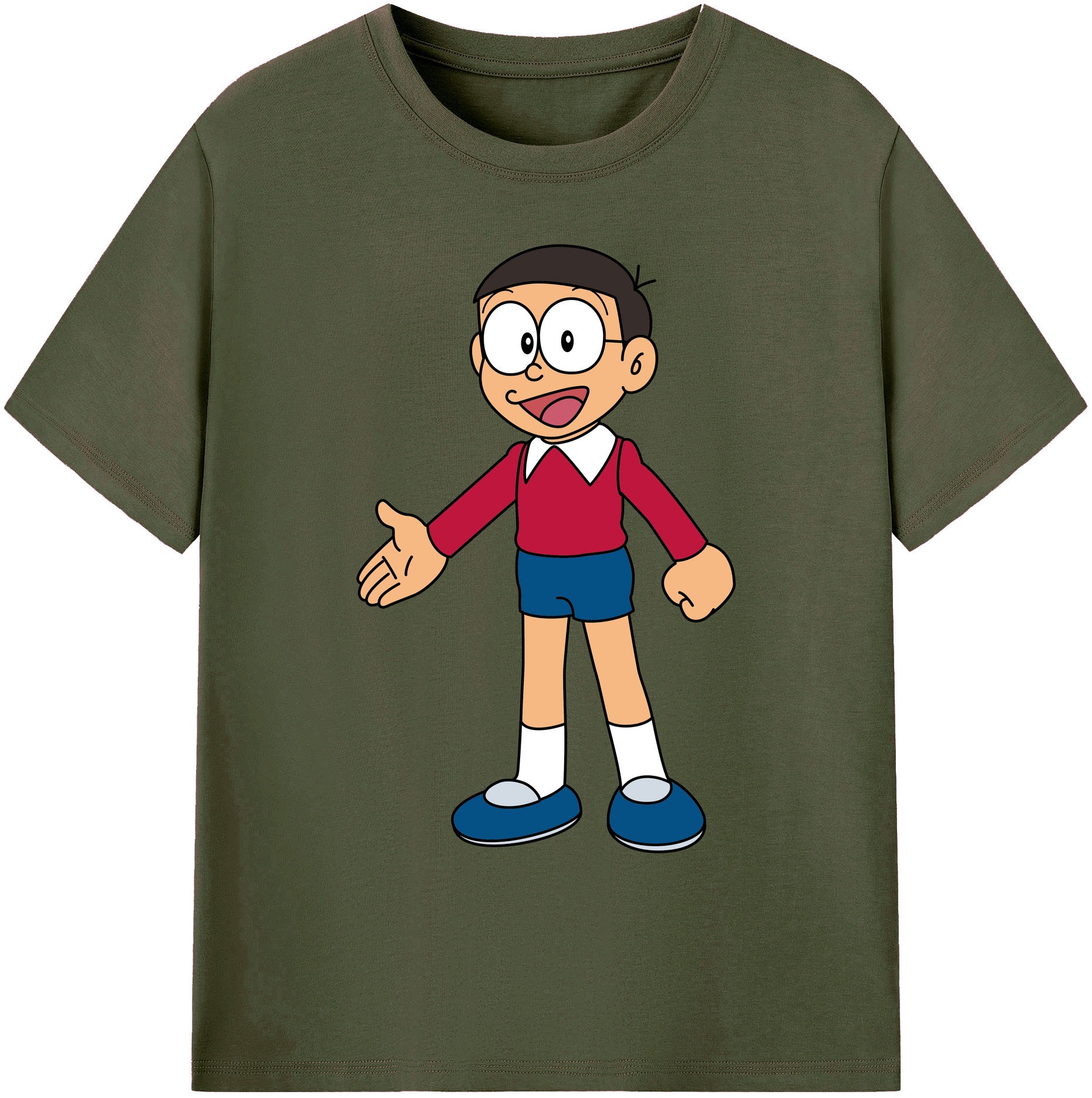 （画像用） ドラえもん 野比 のび太 Doraemon Nobita Nobi 綿100％ メンズ半袖Tシャツ｜肌触りやわらか＆通気性